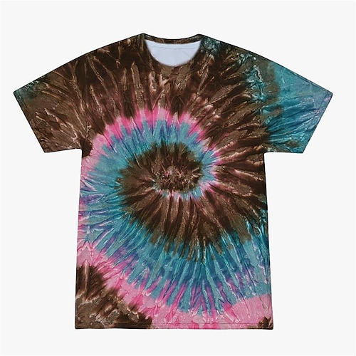 Unisex-Retro-Batik-Shirt für Männer und Frauen, 1970er- und 1980er-Jahre, Hippies, Retro-Vintage-Senior-Batik-T-Shirt, T-Shirt, Disco, lässig, täglich, Halloween, Karneval Schlager Outfit Image