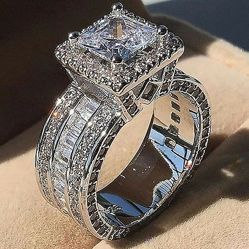 1 Stück Ring For Damen Silber Täglich Hochzeit Party-Abendmode Legierung Geometrisch Abschlußfeier Freude Image