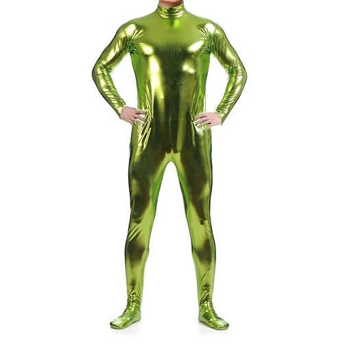 Glänzende Zentai-Anzüge Ganzkörperanzug Bodysuit Karnevalskostüm Ganzkörperanzug Herren Damen Sex Einfarbig Elasthan Latex Kostüm für Halloween Maskerade Erwachsene Image