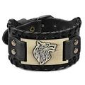 Wikinger Armband Punk Leder Manschette Armband Gothic Leder Armband Armband mit nordischen Amulett skandinavischen Talisman keltischen heidnischen Schmuck