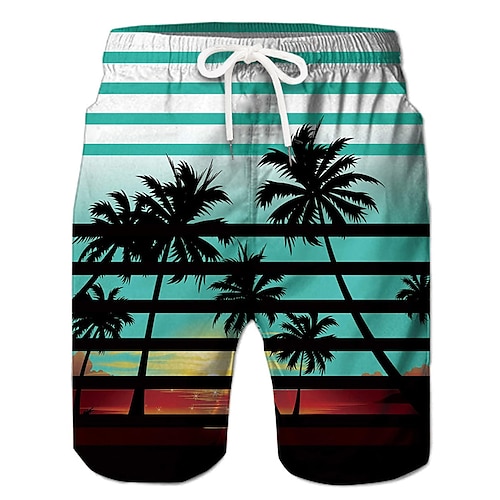 Herren Kokosnussbaum Boardshorts Badeshorts Badehose Schwimmshorts Bademode Mittlere Taillenlinie Hawaiianisch Boho Casual Täglich Festtage Kordelzug mit Mesh-Futter Elastische Taille Designer Image