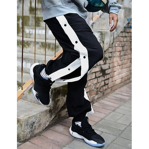 Herren Jogginghose Jogger Hosen abreißen Hose Hosen Jogginghose mit geradem Bein Tasche Elastische Taille Seitentaste Glatt Komfort Atmungsaktiv Outdoor Täglich Ausgehen Modisch Brautkleider schlicht Image