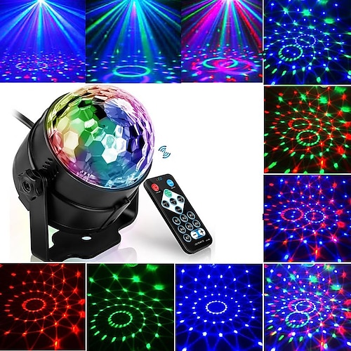 Projektionslampe Nachtlicht LED Disco Licht Musik lichtaktivierte Bühnenlichter Mini rotierender Laserprojektor Party Show Effekt Lampe mit Steuerung Valentinstag Geschenk Image