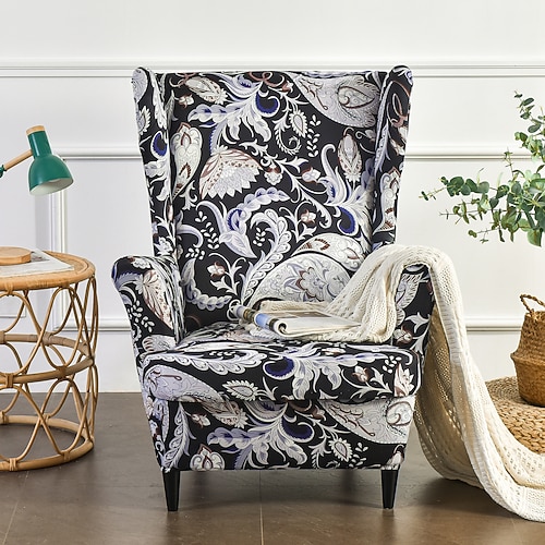 Ohrensessel Schonbezug Spandex Sofabezüge Ohrensessel mit Sitzkissenbezug Blumenmuster Möbelschutz für Wohnzimmer Image