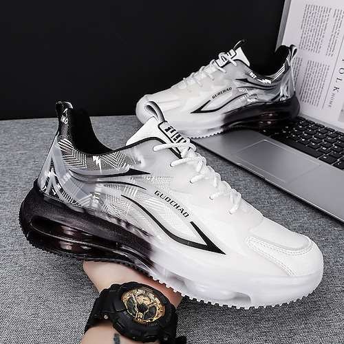 Leichte Air-Cushion-Sneaker für Herren mit transparentem Design – trendige Sportschuhe mit Schnürung zum Laufen und für die Freizeit Image