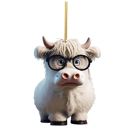 1 entzückender Cartoon-Kuh-Auto-Anhänger – perfekt für Weihnachtsbaumdekorationen Autoinnenausstattung!