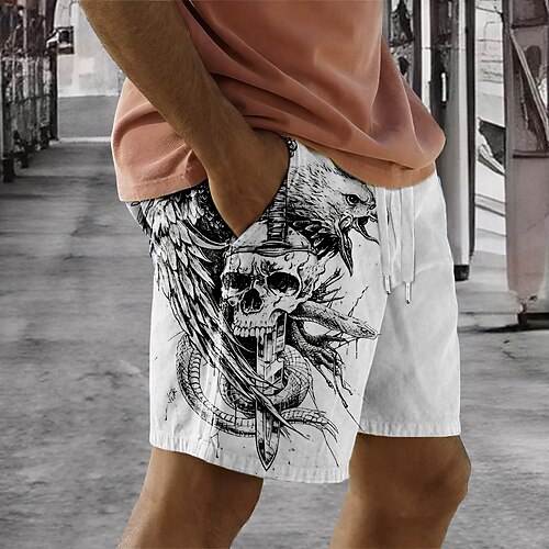 Herren Schädel Adler Schlange Badehosen Badeshorts Boardshorts Mittlere Taille Punk Gothic Urlaub Party Ferien Kordelzug mit Mesh-Futter Elastischer Bund Designer Bekleidung Image
