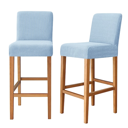 2 Stück Stretch-Barhocker-Bezüge, Pub-Thekenhocker-Stuhlhussen für Esszimmer-/Café-Möbel, burgunderrot, Stretch-Sitzbezüge, rutschfest, mit elastischer Unterseite Image