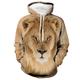 Herren Unisex Kapuzenpullover Hoodie Sweatshirt 1 2 3 4 SchwarzBraun Kapuzenpullover Animal Color Block Wolf Print Täglicher Sport 3D Druck Designer Casual Big and Tall Frühling Herbst Kleidung