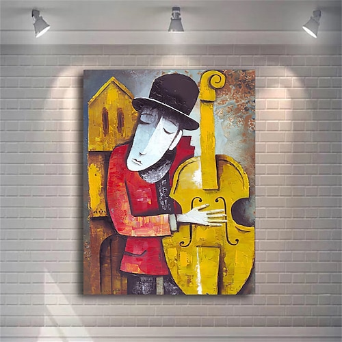 Abstraktes Picasso-Mann, der Musikinstrument spielt, Poster, Anmut, Frau, Ölgemälde auf Leinwand, nordische Jazz-Violine, Drucke, Heimdekoration Image