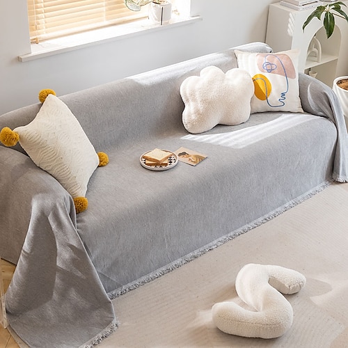 Kratzfeste Katzensofadecke Sofabezug,weiche Bettdecken,Möbelschutz vor Haustierkratzern,Premium-Überwurfdecken,weiß Image