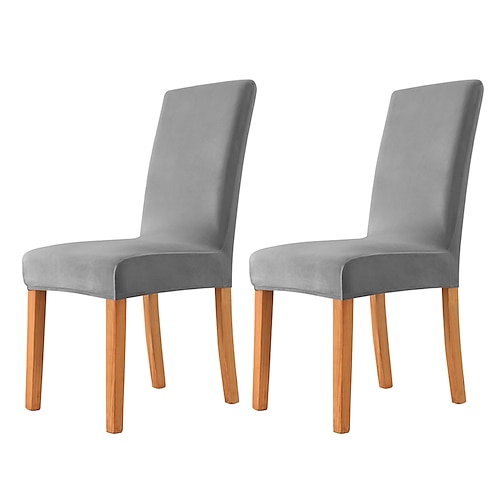 2 Stück Stuhlhussen für Esszimmerstühle, burgunderfarben, samtig, dehnbar, Spandex, mit elastischem Bodenschutz für Esszimmer, Hochzeitszeremonie, langlebig, waschbar Image