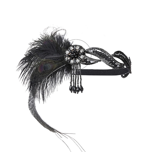 Vintage Goldene Zwanziger 1920er Federn Stirnband Der große Gatsby Charleston Hochzeitsgast Feder Kostüm Damen Abschlussball Party Hochzeitsfeier Erwachsene Weitere Accessoires Kopfbedeckung