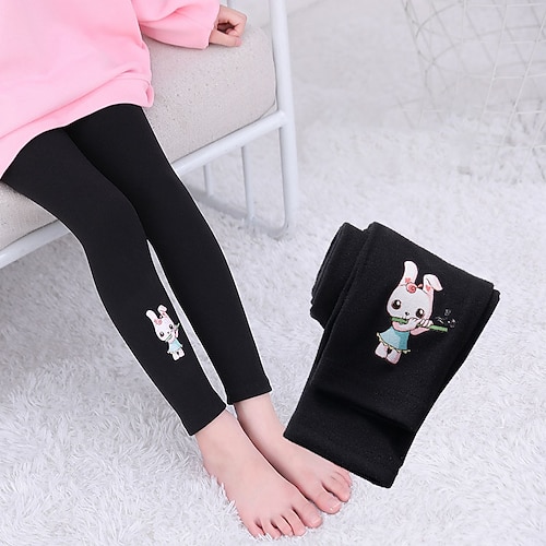 kinderkleidung Mädchen Gamaschen Katze Aktiv Outdoor 7-13 Jahre Frühling Schwarz Weiß Rosa Image