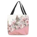 Damen Stoffbeutel Schultertasche Leinentragetasche Polyester Outdoor Einkauf Täglich Bedruckt Hohe Kapazität Klappbar Leichtgewichtig Katze Blume Rosa Blau Violett