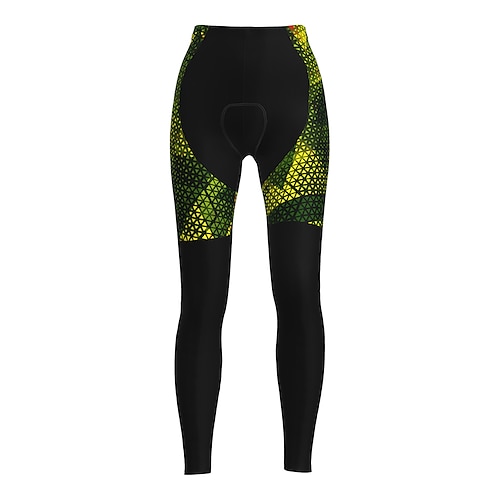 Damen Grafik Gemustert Fahrradhose Fahhrad Hosen Strumpfhosen Mountainbike MTB Straßenradsport Sport Thermowarm 3D-Polster Warm Schnelltrocknend Gelb Rot Bekleidung Fahrradbekleidung Image