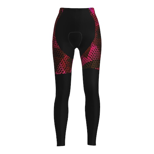 Damen Grafik Gemustert Fahrradhose Fahhrad Hosen Strumpfhosen Mountainbike MTB Straßenradsport Sport Thermowarm 3D-Polster Warm Schnelltrocknend Gelb Rot Bekleidung Fahrradbekleidung Image