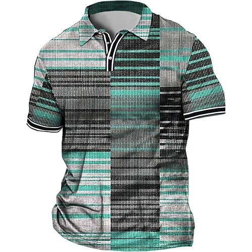 Herren Übergröße Poloshirt Groß und hoch Streifen Umlegekragen Bedruckt Kurzarm Frühling Sommer Sport Modisch Strassenmode Designer Outdoor Strasse Oberteile Image