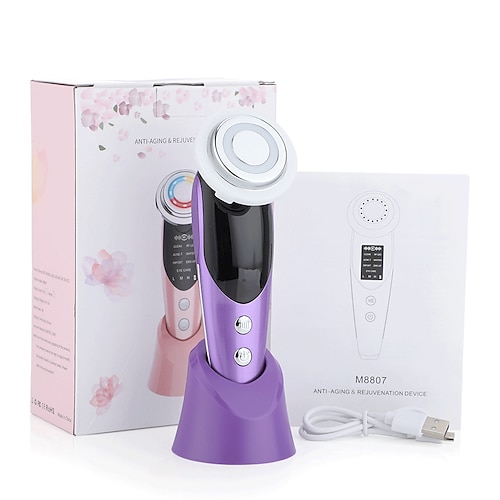 7 in 1 Gesichts Lift Geräte RF Mikroströme Hautverjüngung Gesichts Massager Lichttherapie Anti-Aging Falte Schönheitsgerät Valentinstagsgeschenk Image