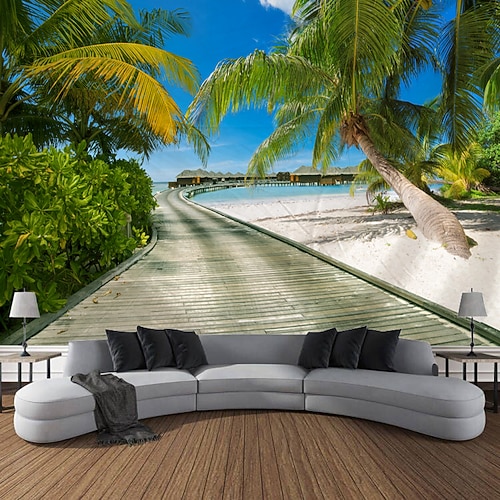 Strandlandschaft hängende Wandteppich-Wandkunst, große Wandteppich-Wanddekoration, Fotografie-Hintergrund, Decke, Vorhang, Zuhause, Schlafzimmer, Wohnzimmer, Dekoration Wandtuch XXL Natur Image