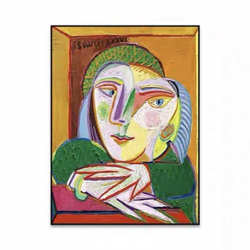 Mintura handgefertigte Picasso-berühmte Ölgemälde auf Leinwand, Heimdekoration, moderne Wandkunst, abstraktes Porträtbild für Heimdekoration, gerolltes, rahmenloses, ungedehntes Gemälde Image