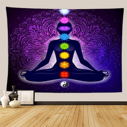indische sieben chakra meditation wandteppich yoga studio wandteppich raumdekoration innerer frieden wandteppich reiki spirituelles heilendes geschenk Image