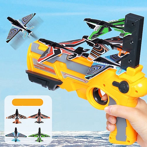 Flugzeugwerfer Spielzeugpistole Flugzeugpistole Schaumkunststoff Flugzeug für Kinder Jungen Mädchen Blase Katapult Strand Spielzeug Junge Geschenk Image
