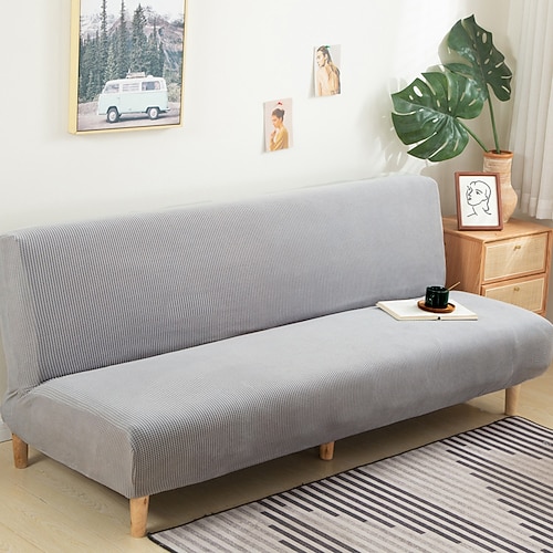 Stretch-Futon-Sofabezug, burgunderfarbener Schonbezug, elastische Couch, weiß, grau, schlicht, Sofa ohne Armlehne, Möbelschutz, massiv, weich, strapazierfähig, waschbar Image
