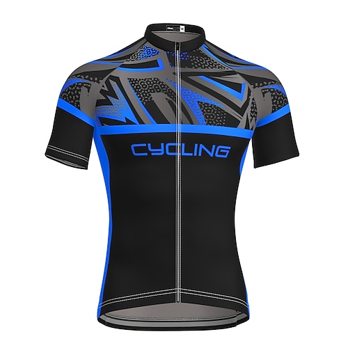 Herren Radtrikot Geometrisch Gemustert Lustig Kurzarm Fahhrad Trikot Oberteil mit 3 Gesäßtaschen Mountainbike MTB Straßenradsport Schnelltrocknend Weich Reflektierende Streifen Rückentasche Sport Image