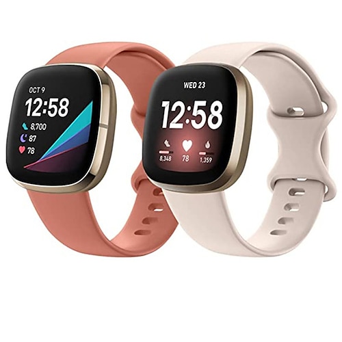 2er Pack Smartwatch-Band Kompatibel mit Fitbit Versa 4 Sense 2 Versa 3 Sense Weiches Silikon Smartwatch Gurt Wasserdicht Verstellbar Atmungsaktiv Sportarmband Ersatz Armband Image