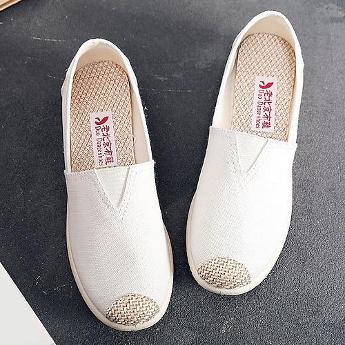 Lässige Slipper aus Canvas für Damen – süßer Katzendruck, leichte, flache Halbschuhe für den Alltag und auf Reisen Image