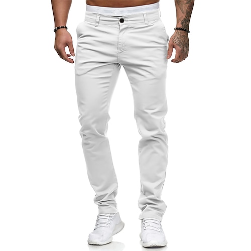Herren Hose Chinos Stoffhosen Jogginghose Gerader Schnitt Geometrie Weich Atmungsaktiv Knöchellang Heim Täglich Stilvoll Klassicher Stil Schlank Schwarz Weiß Mittlere Taille Mikroelastisch Image