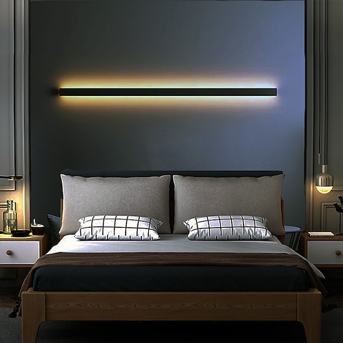 Ultradünne Up- und Down-LED-Wandleuchten, Einzelinstallation von zwei schwarzen LED-Wandleuchten, moderne Wandleuchte, Innenwandleuchte, Wanddekoration, AC110 V, AC220 Image