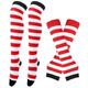 2-teiliges Set mit gestreiften Overknee-Socken und warmen Handschuhen mit langem Arm, Weihnachtssocken für Damen, Y2K-Retro-Weihnachtsaccessoires, Mardi Gras