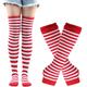 2-teiliges Set mit gestreiften Overknee-Socken und warmen Handschuhen mit langem Arm, Weihnachtssocken für Damen, Y2K-Retro-Weihnachtsaccessoires, Mardi Gras