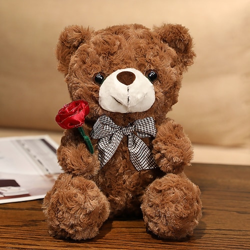 Weihnachtsgeschenke für Frauen Mama Sie Frauentagsgeschenke Evlooe Bär Plüschspielzeug für Valentinstag süßer 9.8 Teddy Bär Plüschspielzeug mit Rose weicher kleiner kuscheliger Bär für den Muttertag Image