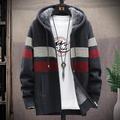 Herren Pullover Strickjacke Pullover Hoodie Zip Pullover Reißverschluss Pullover Jacke Stricken Strick Farbblock Mit Kapuze Stilvoll Outdoor Heim Bekleidung Herbst Winter Wein Marineblau S M L