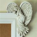 Türrahmen Engelsdekor Statuen Ornamente mit herzförmigen Flügeln Skulptur Engel in Ihrer Ecke Kunstharz Wandskulptur Kunsthandwerk für Zuhause Wohnzimmer Schlafzimmer Dekoration