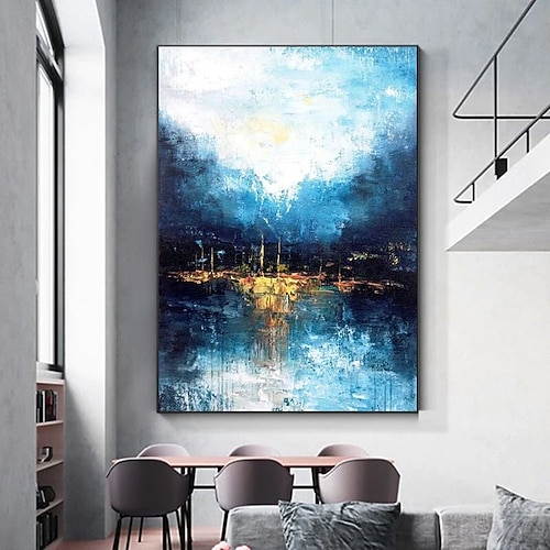 Hang-Ölgemälde Handgemalte Vertikal Abstrakt Landschaft Zeitgenössisch Modern Ohne Innenrahmen (ohne Rahmen) Image