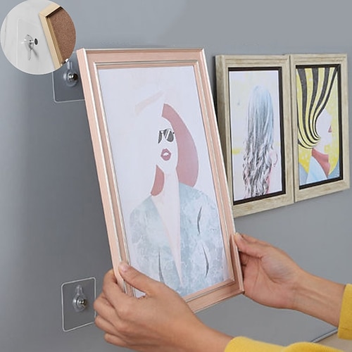 20 Stück stark klebende Nägel aus Acryl, Wandplakat, nahtloser Wandhaken, wasserdicht, langlebig, transparent, Küche, Badezimmer, Schraubhaken, Aufhänger Image