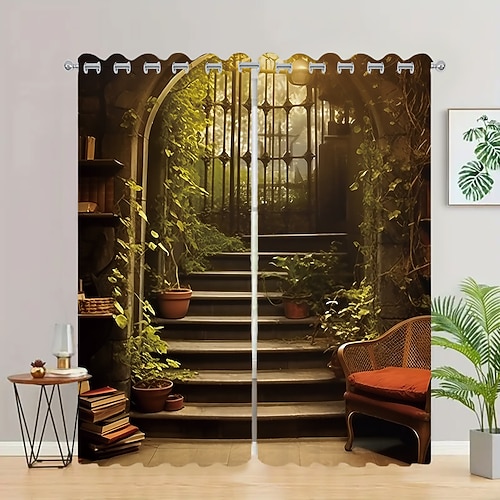 2 Paneele Fantasy-Raumvorhang, Verdunkelungsvorhang für Wohnzimmer, Schlafzimmer, Küche, Fensterbehandlungen, wärmeisolierte Raumverdunkelung Image
