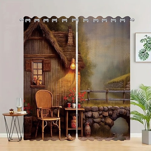 2 Paneele Fantasy-Raumvorhang, Verdunkelungsvorhang für Wohnzimmer, Schlafzimmer, Küche, Fensterbehandlungen, wärmeisolierte Raumverdunkelung Image
