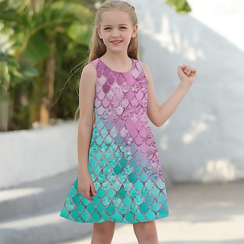 Mädchen Weihnachtskleid 3D Grafik Kleid ärmellos 3D Druck Sommer Frühling Urlaub Alltag Feiertag süß lässig süß Kinder 3-10 Jahre Trägerkleid A-Linien Kleid über dem Knie normale Passform Image
