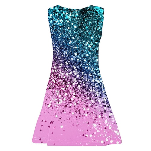Mädchen Weihnachtskleid 3D Grafik Kleid ärmellos 3D Druck Sommer Frühling Urlaub Alltag Feiertag süß lässig süß Kinder 3-10 Jahre Trägerkleid A-Linien Kleid über dem Knie normale Passform Image