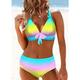 Damen Badeanzug Bikinis Übergröße Bademode 2 teilig Print Farbverlauf Leopard Push-Up Hosen Sommer Badeanzüge