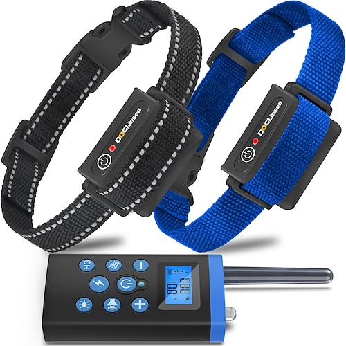 Hundeschockhalsband Hundetrainingshalsband mit Fernbedienung, wasserdichtes elektrisches Hundehalsband mit Piepton, Vibration, Schocklicht und Bellmodus, geeignet für große, mittelgroße, kleine Hunde Image
