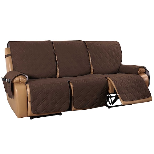 Rutschfeste Sofabezüge für 3-Sitzer-Relaxsofas, passend für Leder-Relaxsofas, wasserabweisend, kratzfest, Sofabezug für Doppel-Relaxsofas, geteilter Sofabezug für jeden Sitz, Möbelschutz mit Image
