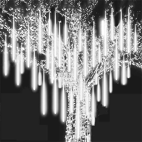 Lichter Außen Meteorregen Lichter fallende Stern Lichter 30cm/50cm/80cm 8 Röhren LED Eiszapfen Schnee Lichter Regenlicht für Baum Halloween Feiertags Party Dekoration Image