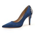Damen-Hochzeitsschuhe, Braut- und Brautjungfern-Pumps, Bürokleid, elegant, weiß, rot, dunkelblau, Strass-Imitat, Kristall-Satin, spitze Zehen, High-Heel-Schuhe, Valentinstagsgeschenke, Hochzeit, Party, Jahrestag