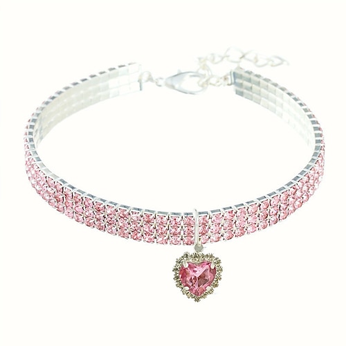 2 Stück Perlen Diamant Haustier Katze Hund Halskette Halsband Schmuck mit Bling Strasssteinen für Haustiere Katzen kleine Hunde Hündinnen Chihuahua Yorkies Mädchen Kostüm Outfits verstellbar